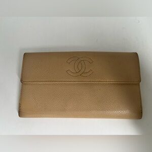 Authentic Chanel long flap wallet